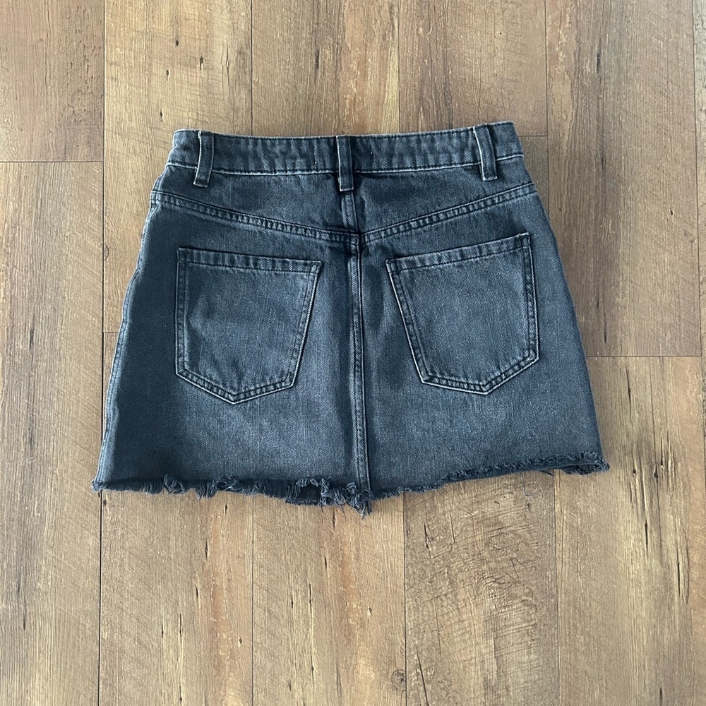 Free People We The Free Black Denim Zip front Mini Skirt Size 26 (US 2) - Picture 8 of 10